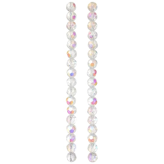 Crystal AB Faceted Glass Round Beads, 10mm by Bead Landing™